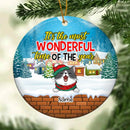 It's The Most Wonderful Time Of The Year, Personalized Cat Breeds Circle Ceramic Ornament, Xmas Gifts For Cat Lovers