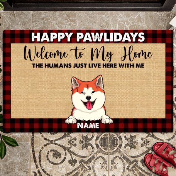 Happy Pawlidays, Welcome To Our Home, Pet Welcome Mat, Housewarming Decor, Pet Lovers Gift, Personalized Dog & Cat Doormat