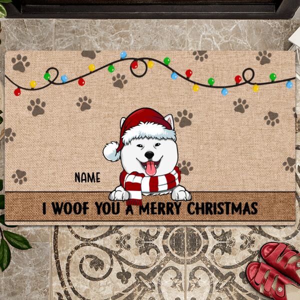 We Woof You A Merry Christmas, Dog Lover Gifts, Dog Welcome Mat, Front Door Mat, Personalized Dog Breed Doormat