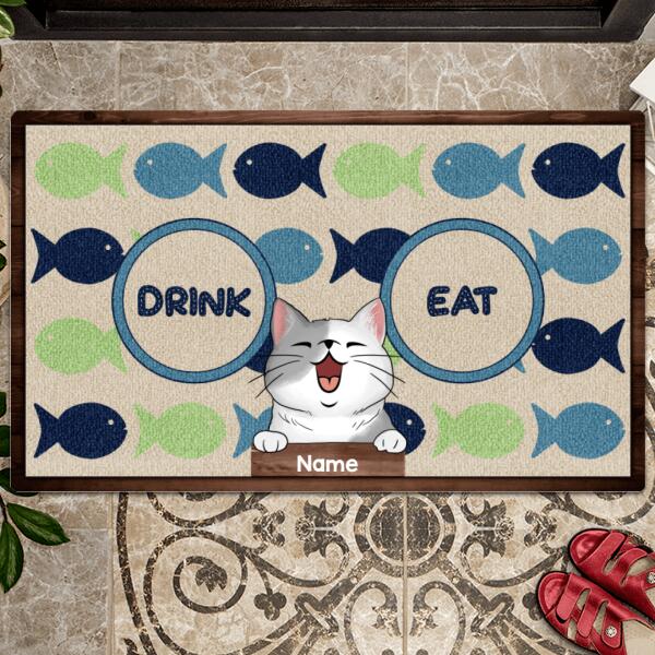 Drink Or Eat, Cat Choice Doormat, Personalized Cat Breed Doormat, Gifts For Cat Lovers, Home Decor