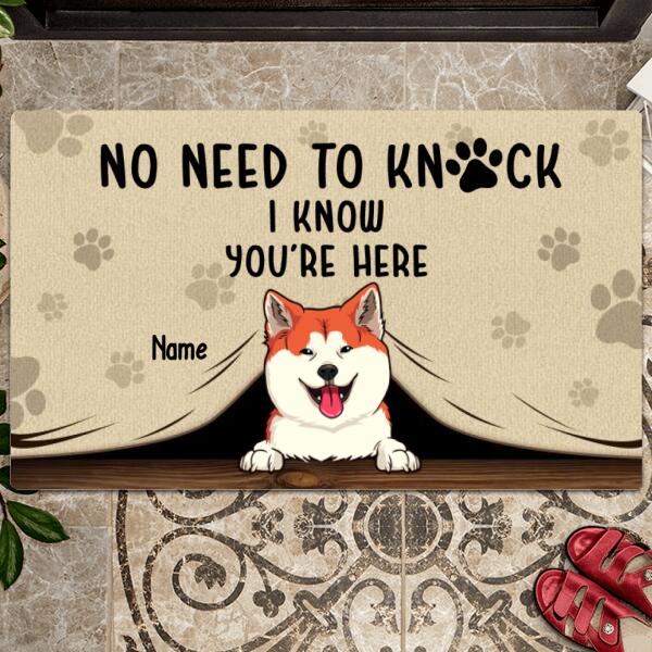 No Need To Knock, Funny Welcome Mat, Pet Lovers Gift, Housewarming Decor, Personalized Dog & Cat Lover Doormat