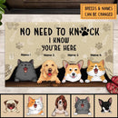 No Need To Knock, Funny Welcome Mat, Pet Lovers Gift, Housewarming Decor, Personalized Dog & Cat Lover Doormat