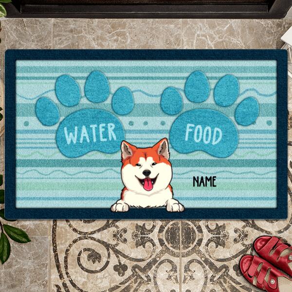 Water Or Food, Blue Pawprints Doormat, Personalized Dog Breed Doormat, Gifts For Dog Lovers, Home Decor