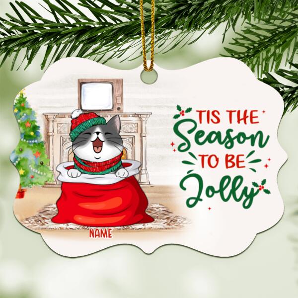 Tis The Season To Be Jolly, Cats In Santa Sack, Christmas Gift For Cat Lover, Aluminium Ornate Ornament, Keepsake
