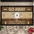Go Away Unless You Brought Alcohol & Dog Treats, Brown Doormat, Personalized Dog Breeds Doormat, Dog Lovers Gifts