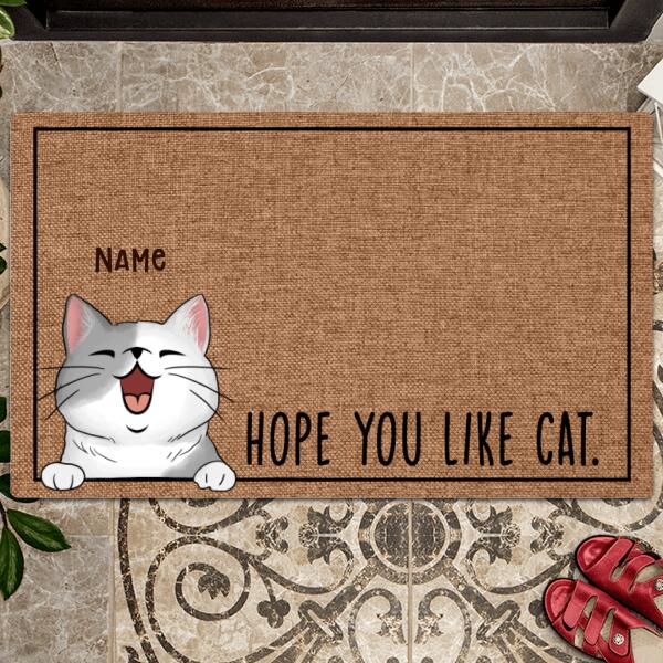 Hope You Like Cat, Personalized Doormat Gift For Cat Lovers, Door Mat Cat, Cat Rug, Funny Welcome Mat, Cat Dad Gift