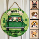 ﻿Happy St. Purrtrick's Day, Green Door Hanger, Personalized Dog Breeds Door Sign, Dog Lovers Gifts, Front Door Decor