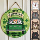 ﻿Happy St. Patrick's Day Shamrock Deliveries, Green Door Hanger, Personalized Cat Breeds Door Sign, Cat Lovers Gifts
