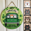 ﻿Happy St. Patrick's Day Irish Kisses Shamrock Wishes, Personalized Cat Breeds Door Sign, Cat Lovers Gifts