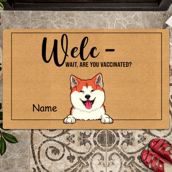 Personalized Vaccinated Doormat, Cat Rug, Funny Welcome Mat Dog, Social Distance Mat, Gift For Home, Custom Pet Doormat
