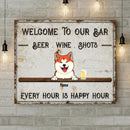 Welcome To Our Bar Beer Wine Shots, Welcome Sign, Personalized Dog & Cat Canvas, Home Wall Decor, Pet Lovers Gifts