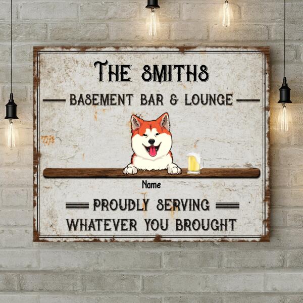 Basement Bar & Lounge, Welcome Sign, Personalized Dog & Cat Canvas, Home Wall Decor, Pet Lovers Gifts