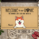 Welcome Cat & Dog Doormat, Welcome To Our Home Doormat, Funny Pet Doormat, New Home Gift, Personalized Dog & Cat Doormat