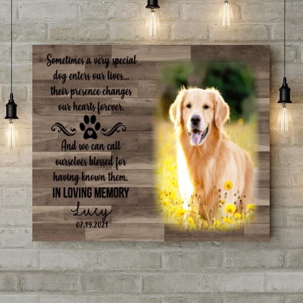 Sometimes A Very Special Dog Enter Our Lives, Dog Memorial, Personalized Dog Photo & Name Canvas, Gifts For Loss Of Dog