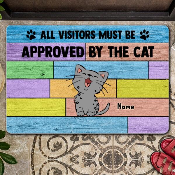 All Visitors Must Be Approved By The Cats, Personalize Cute Cats Rug Doormat Gift, Welcome Mat, Gift For Cat Lovers