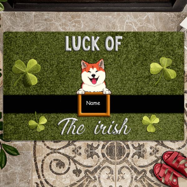 Luck Of The Irish, Shamrock Doormat, Personalized Dog Breeds Doormat, St. Patrick Day Home Decor, Gifts For Dog Lovers