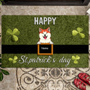 Happy St. Patrick's Day, Shamrock Doormat, Personalized Dog Breeds Doormat, Home Decor, Gifts For Dog Lovers