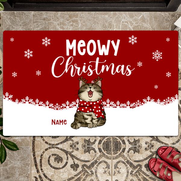 Meowy Christmas, Cat Welcome Mat Funny, Housewarming Gift, Rustic Home Decor, Personalized Cat Lovers Doormat