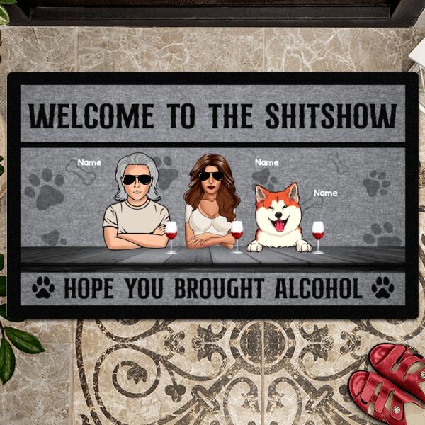 Welcome To The Shitshow Hope You Brought Alcohol, Personalized Dog Breeds Doormat, Dog Lovers Gifts, Home Decor