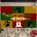 Personalized Dog & Cat Lovers Christmas Doormat, Meowy Woofmas, Dog Lover Gift, Cat Lover Gift, Pet Housewarming Gift