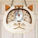 Pawprint & Bone Sign, Cat Door Hanger, Personalized Cat Breeds Doormat, Gifts For Cat Lover, Front Door Decor