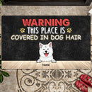 Warning This Place Is Covered In Dog Hair, Black Doormat, Personalized Dog Breeds Doormat, Home Decor, Dog Lovers Gifts