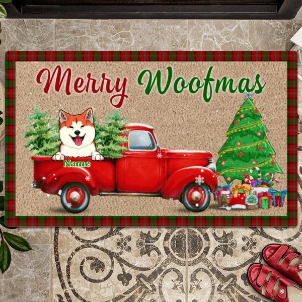 Merry Woofmas, Christmas Doormat, Dog Welcome Mat, Dog Lover Gift, Rustic Home Decor, Personalized Dog Mom Gift Doormat