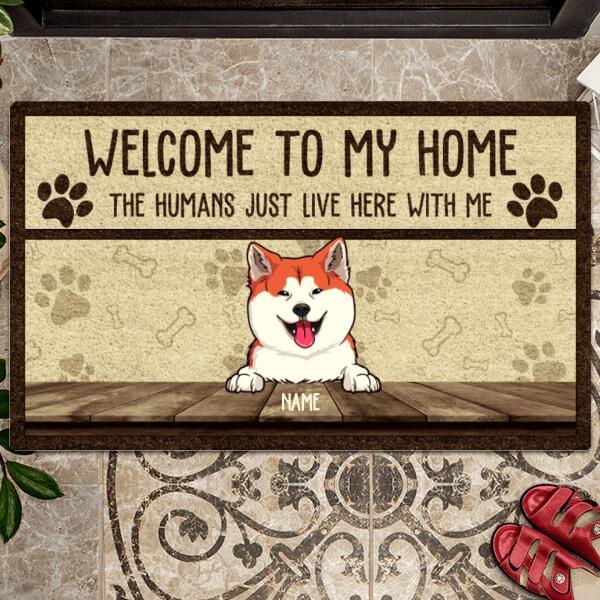 Welcome To Our Home, Pawprint & Heart Doormat, Personalized Dog & Cat Doormat, Home Decor, Gifts For Pet Lovers