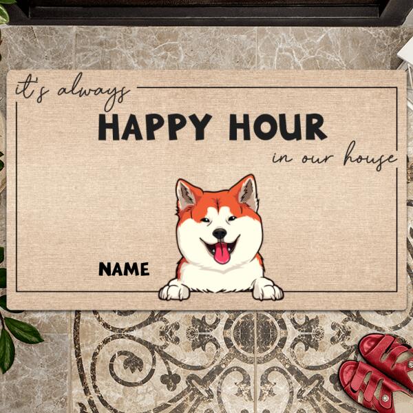 It's Always Happy Hour In Our House, Dog Doormat, Cat Doormat, Cat Rug, Gift For Pets, Personalized Pet Lovers Doormat