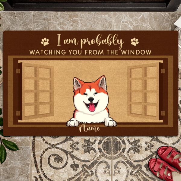We Are Probably Watching You From The Window, Cute Naughty Pet, Housewarming Gift, Personalized Dog & Cat Lovers Doormat