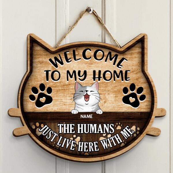 Welcome To Our Home, Wooden Cat Face Door Hanger, Personalized Cat Breeds Door Sign, Cat Lovers Gifts, Home Decor