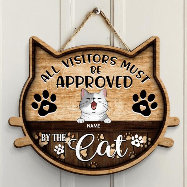 All Visitor Must Be Approved By The Cats, Wooden Cat Face Sign, Personalized Cat Breeds Door Sign, Cat Lovers Gifts