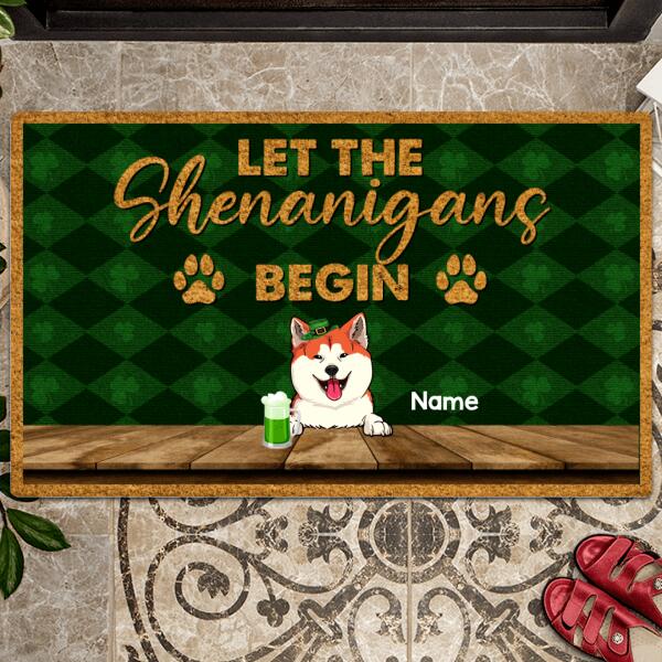 Let The Shenanigans Begin, Patrick's Day Mat, Personalized Dog & Cat Breeds Doormat, Pet Lovers Gifts, Welcome Mat