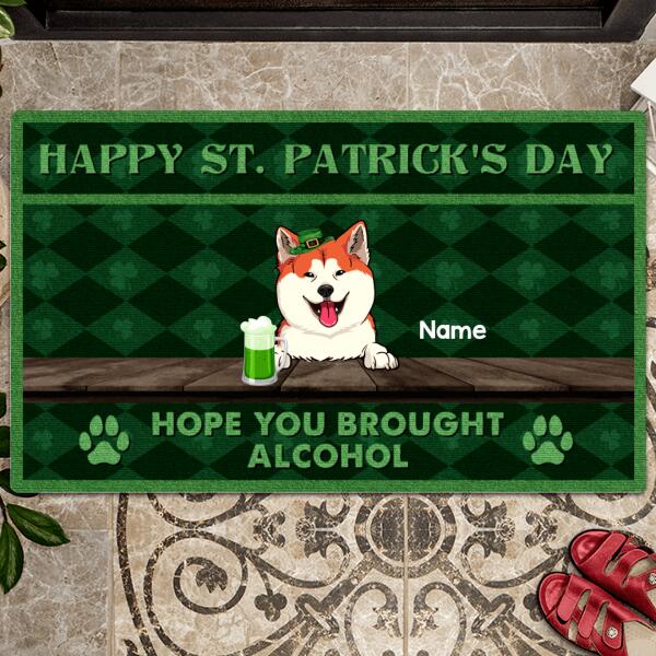 Happy St. Patrick's Day, Patrick's Day Mat, Personalized Dog & Cat Breeds Doormat, Pet Lovers Gifts, Welcome Mat