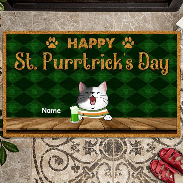 Happy St. Purrtrick's Day, Patrick's Day Mat, Personalized Cat Breeds Doormat, Cat Lovers Gifts, Welcome Door Mat