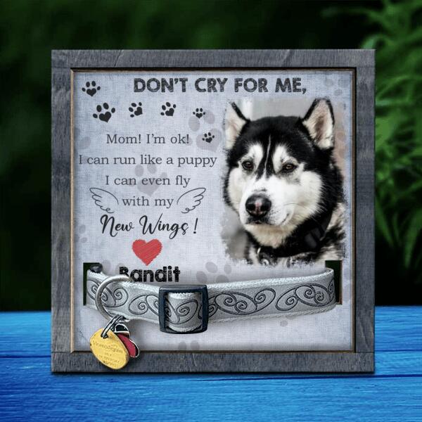 Don't Cry For Me, Pet Memorial, Personalized Dog & Cat Memorial Photo Collar Sign, Loss Of Pet Gifts