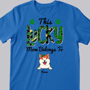 This Lucky Mom Belongs To, Green Plaid, Personalized Dog & Cat T-shirt, Pet Lovers Gifts, Gifts For St. Patrick Day