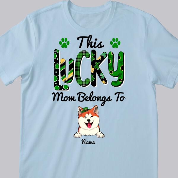 This Lucky Mom Belongs To, Green Plaid, Personalized Dog & Cat T-shirt, Pet Lovers Gifts, Gifts For St. Patrick Day