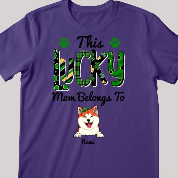 This Lucky Mom Belongs To, Green Plaid, Personalized Dog & Cat T-shirt, Pet Lovers Gifts, Gifts For St. Patrick Day