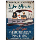 lake house decor Lake House, Here At The Lake, Funny Outdoor Decor, Cool Family, Personalized Dog Lovers Metal Sign, Pet Lover Gifts