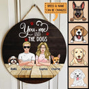 You, Me And The Dogs, Cool Family, Door Hanger, Welcome Sign, Dog Lovers Gifts, Personalized Dog Breed Door Sign