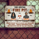 Fire Pit, Music Notes, Couple & Dogs, Personalized Dog Breeds Metal Sign, Gifts For Dog Lovers, Outdoor Decor