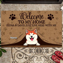 Welcome To Our Home, Gift For Pet Lovers, Funny Welcome Mat, Housewarming Gift, Personalized Dog & Cat Doormat