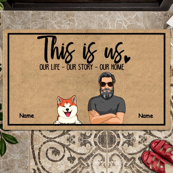 This Is Us, Our Life, Our Story, Home Decor, Cool Family Gift, Funny Welcome Mat, Personalized Dog & Cat Lovers Doormat