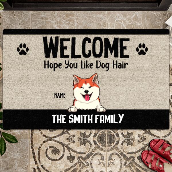 Welcome Hope You Like Dog Hair, Black Doormat, Personalized Dog Breeds Doormat, Gifts For Dog Lovers, Home Decor