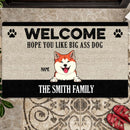 Welcome Hope You Like Big Ass Dogs, Black Doormat, Personalized Dog Breeds Doormat, Gifts For Dog Lovers, Home Decor