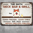 Deck Bar & Grill Good Friends Good Times, Personalized Dog & Cat Metal Sign, Gifts For Pet Lovers, Outdoor Decor