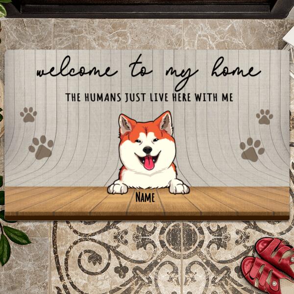 Welcome To Our Home Doormat, Funny Welcome Mat Pet, Gift For Home, Personalized Gift For Dog & Cat Lovers Doormat