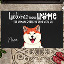 Welcome To Our Home Doormat, Cat Rug, Dog Mat, Pet Lover Gifts, Personalized Dog & Cat Lovers Doormat, Gift For Home
