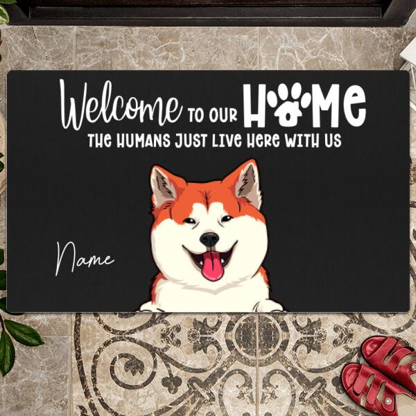 Welcome To Our Home Doormat, Cat Rug, Dog Mat, Pet Lover Gifts, Personalized Dog & Cat Lovers Doormat, Gift For Home
